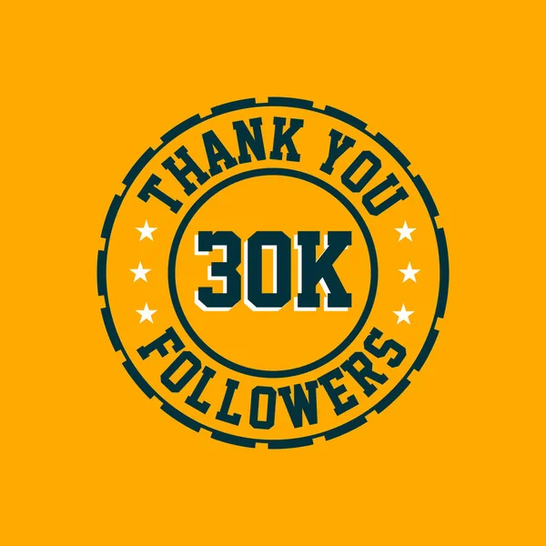 Thank You 30000 Followers Celebration Greeting Card 30K Social Followers — Stock Vector