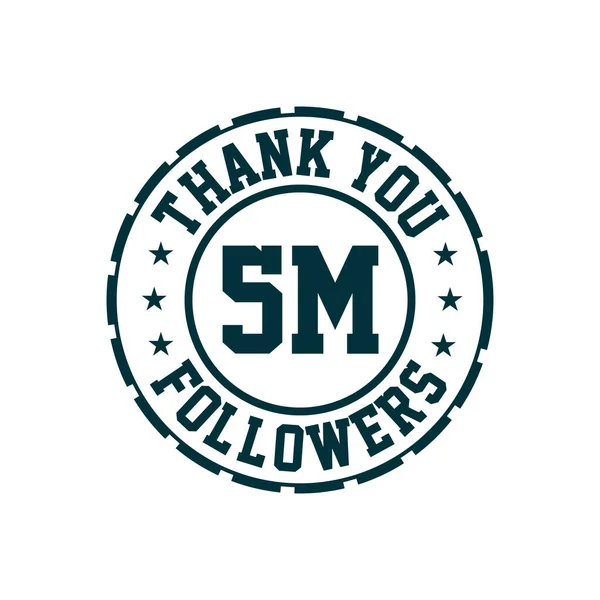 Thank You Followers Celebration Greeting Card 5000000 Social Followers — Stock Vector