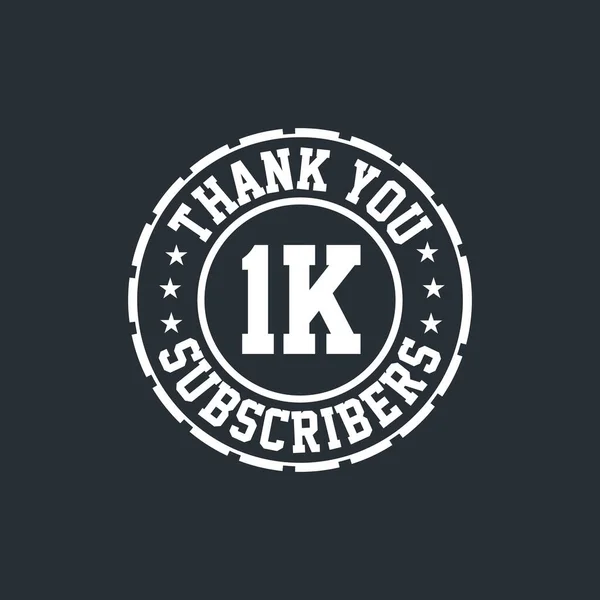 ありがとう1000の加入者のお祝い 1K社会加入者のためのグリーティングカード — ストックベクタ