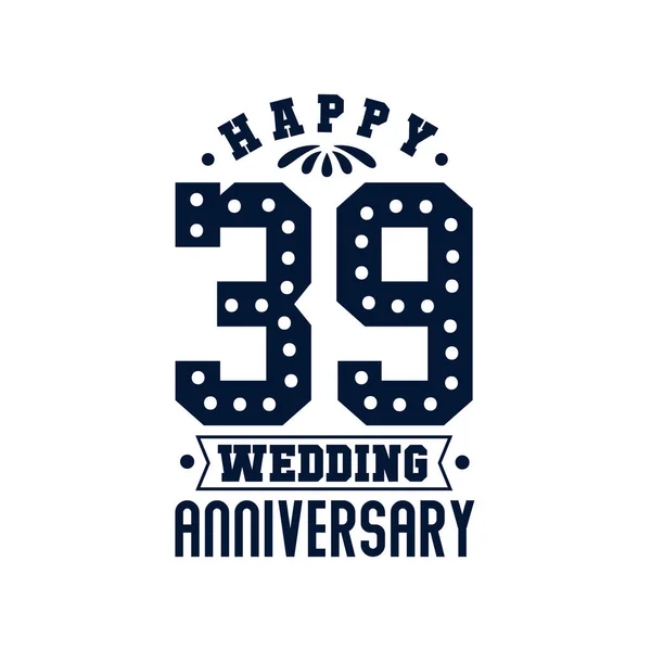 Επέτειος Του Εορτασμού Ευτυχισμένη 39Η Επέτειος Γάμου — Διανυσματικό Αρχείο