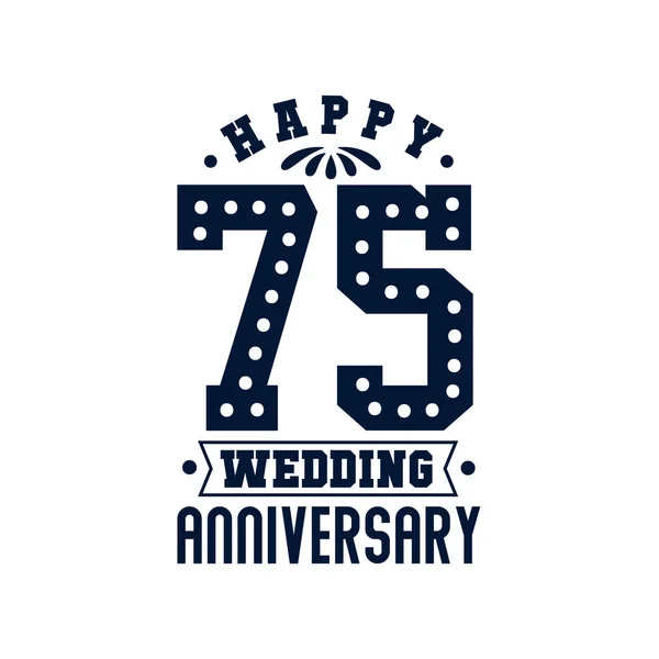 Επέτειος Χρόνια Πολλά 75Η Επέτειος Γάμου — Διανυσματικό Αρχείο