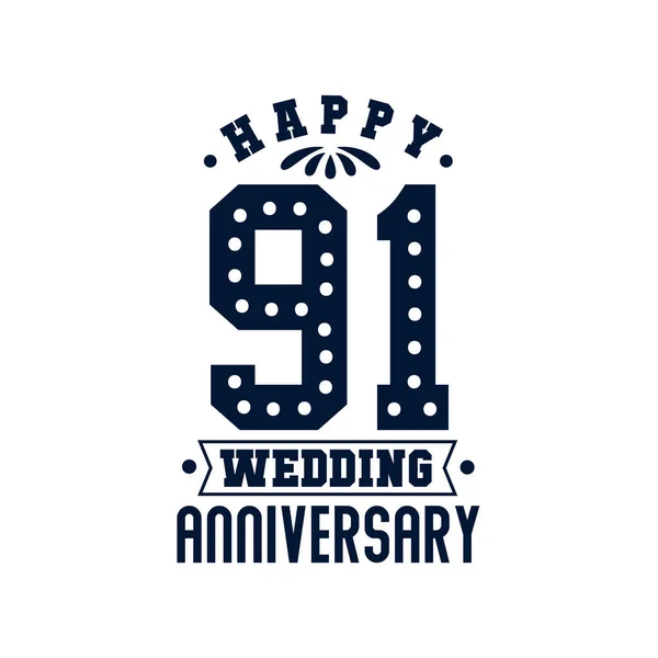 Επέτειος Χρόνια Πολλά 91Η Επέτειος Γάμου — Διανυσματικό Αρχείο