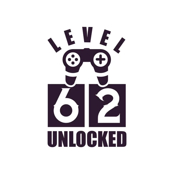62Nd Birthday Gaming Lovers Level Unlocked — ストックベクタ