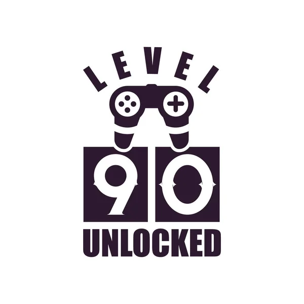 90Th Birthday Gaming Lovers Level Unlocked — ストックベクタ