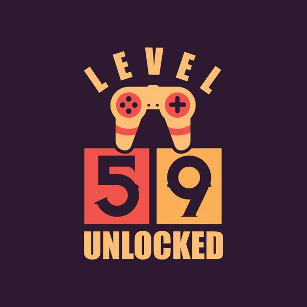 Niveau Ontgrendeld 59E Verjaardag Voor Gamers — Stockvector