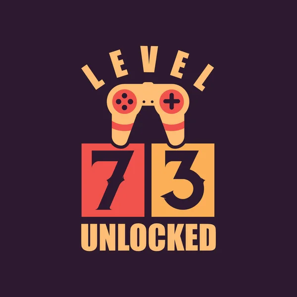 Niveau Ontgrendeld 73E Verjaardag Voor Gamers — Stockvector