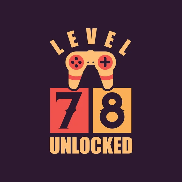 Niveau Ontgrendeld 78E Verjaardag Voor Gamers — Stockvector