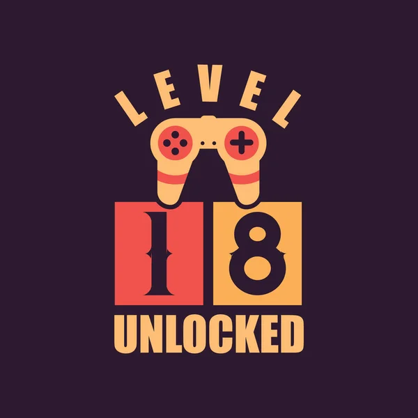 Niveau Débloqué 18E Anniversaire Pour Les Joueurs — Image vectorielle
