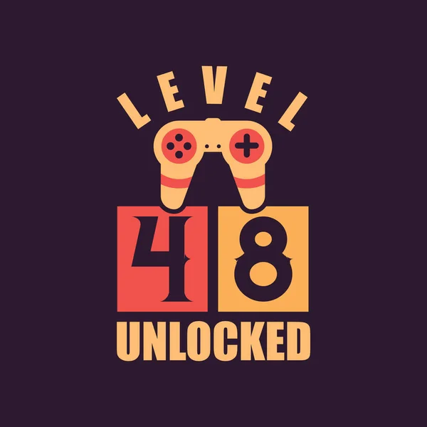 Level Unlocked 48Th Birthday Gamers — Vettoriale Stock