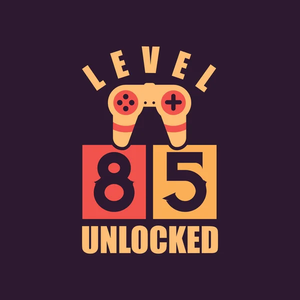 Niveau Ontgrendeld 85E Verjaardag Voor Gamers — Stockvector
