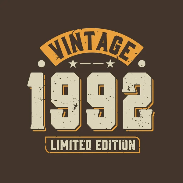 Vintage 1992 Edition Limitée 1992 Vintage Rétro Anniversaire — Image vectorielle