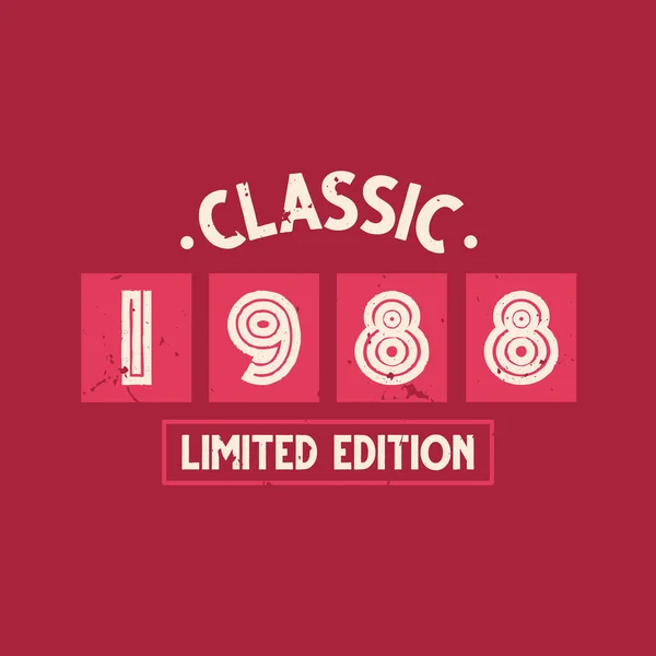 Classic 1988 Limited Edition 1988 Vintage Retro Verjaardag — Stockvector