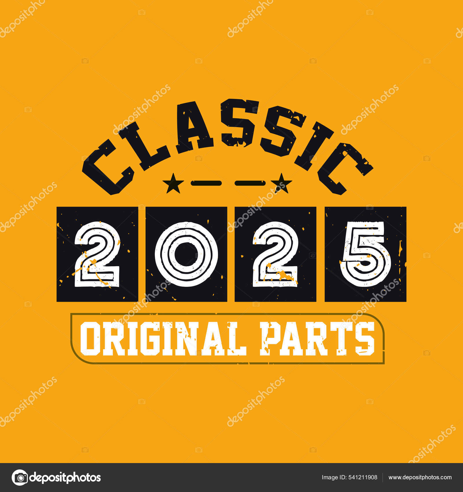 Classic 2025 Original Parts 2025 Vintage Retro Birthday Stock Vector by