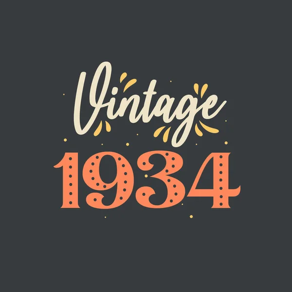 Vintage 1934 1934 Vintage Retro Compleanno — Vettoriale Stock