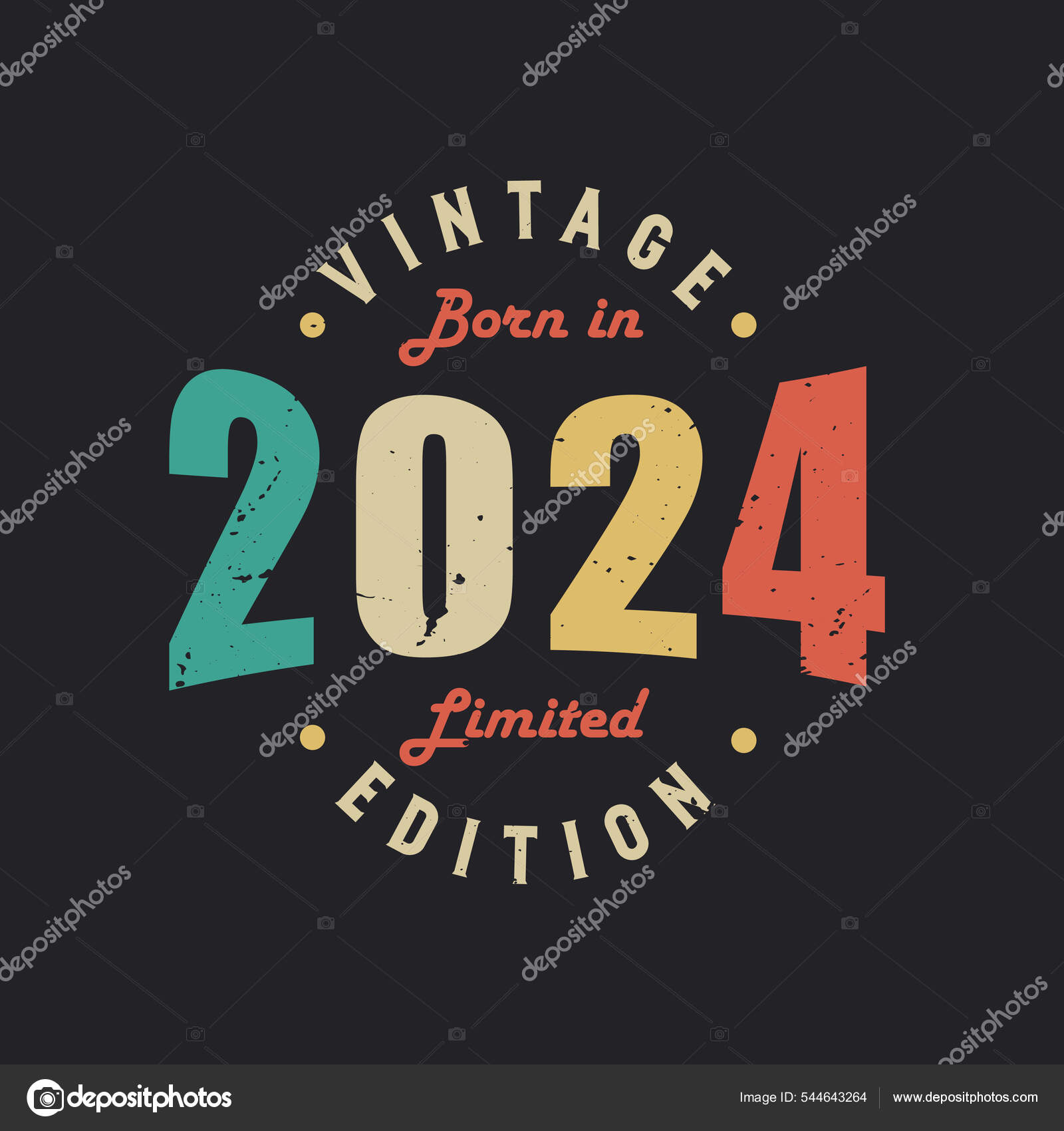 Vintage Born 2024 Limited Edition Stock Vector by ©creator.stockia