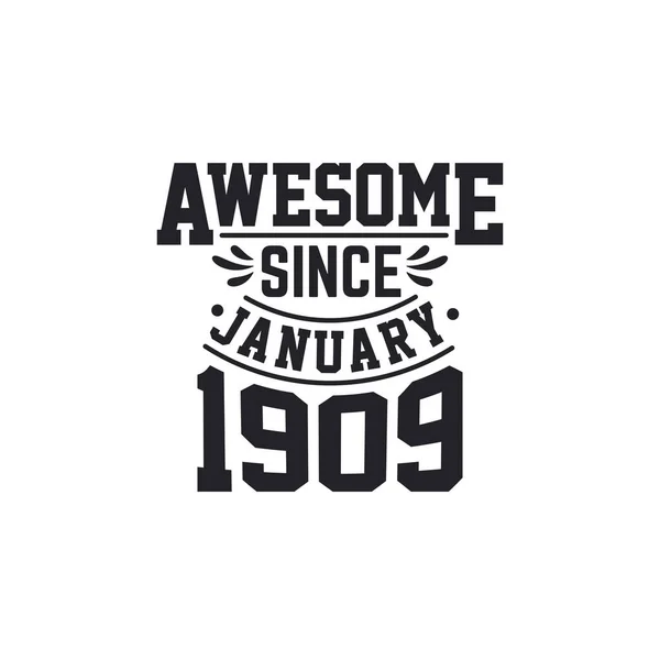 Geboren Januari 1909 Retro Vintage Verjaardag Awesome Sinds Januari 1909 — Stockvector