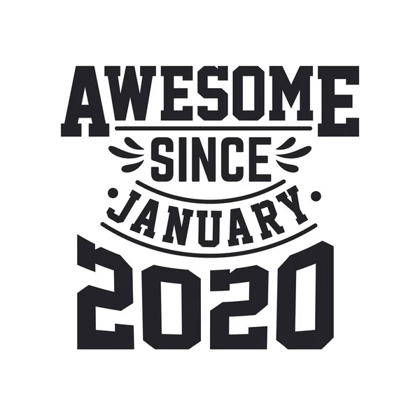 2020年1月生まれレトロヴィンテージ誕生 2020年1月からすごい — ストックベクタ