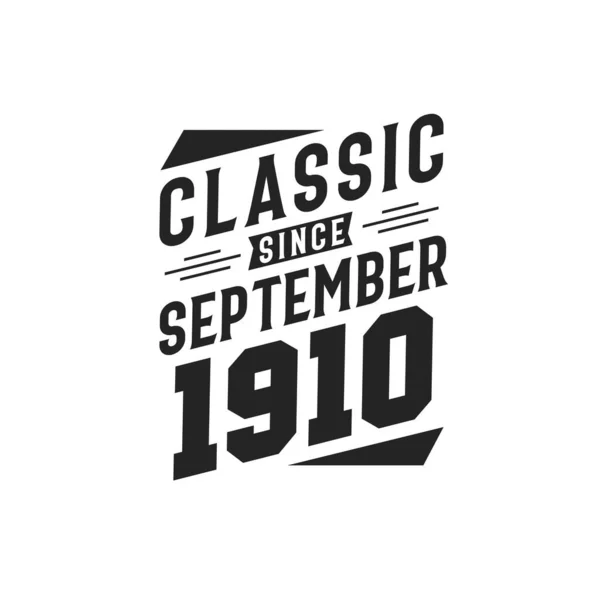 Born September 1910 Retro Vintage Birthday Classic September 1910 — Stock Vector
