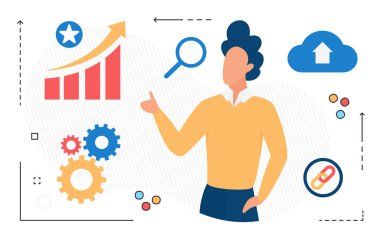 Finansal analizler, grafik çubuğu büyümesi, borsa raporu üzerinde çalışan işadamı