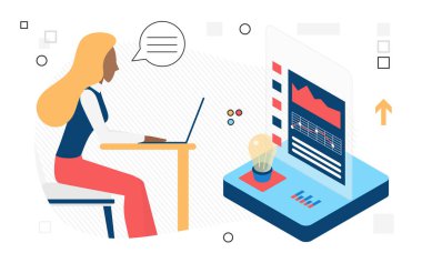 Kadın analist şirket finans analizleriyle ilgileniyor..