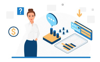 Kadın muhasebe ve bankacılık istatistikleri ve finans analisti ile ilgileniyor.