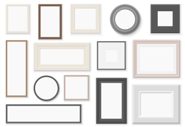 Çerçeve seti, resim veya fotoğraf için klasik kenar, 3D gerçekçi dekorasyon ögesi