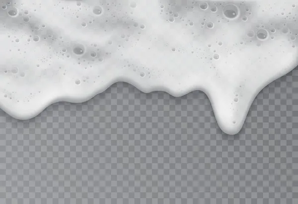 Espuma com bolhas de sabão ou cerveja, vista superior, textura de borda realista 3d de onda de praia — Vetor de Stock