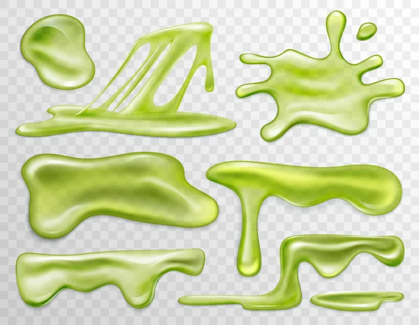 Πράσινο υγρό γλίτσα, κηλίδες και σταγόνες που, πάνω άποψη του 3d splatter σαλιγκάρι γυμνοσάλιαγκας, πιτσιλιές — Διανυσματικό Αρχείο