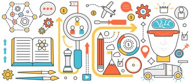 Bilimsel yenilik gelecekteki teknoloji ve akıllı ekipman, yaratılış için beyin süreci