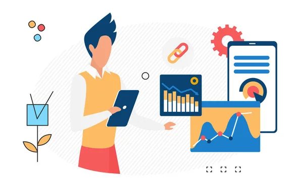 Succès des entreprises commerciales et tableau des progrès de l'entreprise — Image vectorielle