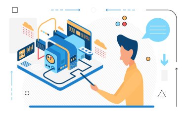 Çizgi film erkek veri işleme çalışanı