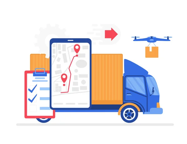 客户快速交付货物和服务跟踪应用程序 — 图库矢量图片