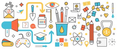 Yaratıcı iş çözümleri ve fikirler, soyut başarı stratejisi, eğitim ve projeler