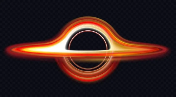 Buco nero con effetto luce cerchio rosso, astratto supernova cosmica con anelli luminosi bagliore — Vettoriale Stock