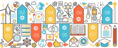 Bilim araştırmalarıyla iş sunumu için bilgi grafiklerinin zaman çizelgesi, başlangıç