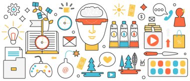 Modern sanat tasarım teknolojisi, VR gözlüklü insan kafası, yaratıcı yenilikler ve araçlar