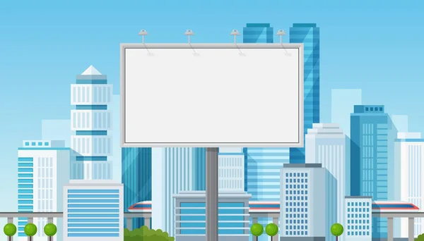 Διαφημιστική πινακίδα για την τοποθέτηση της διαφήμισής σας στο φόντο cityscape — Διανυσματικό Αρχείο