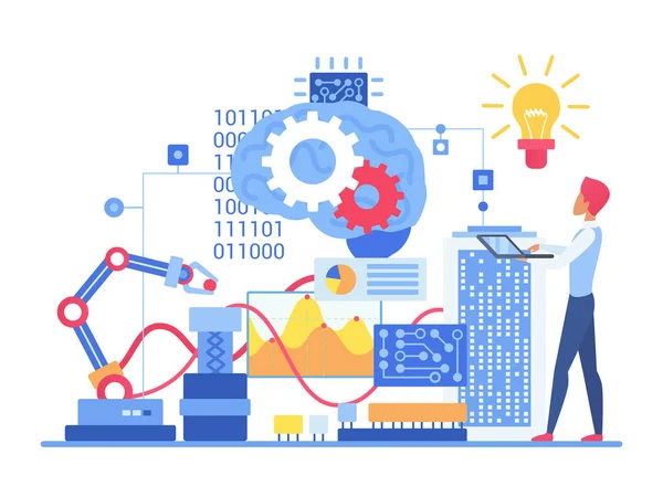 Sistema de aprendizaje automático de inteligencia artificial — Vector de stock