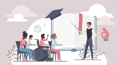 Özel eğitim, özel beceri ve pedagog, işaretçi eğitimli küçük bir öğretmen.