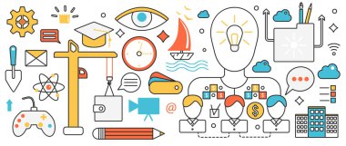 İş ekibi oluşturma, soyut şirket çalışanları iş için işbirliği yapıyor.