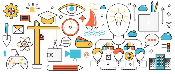 İş ekibi oluşturma, soyut şirket çalışanları iş için işbirliği yapıyor.