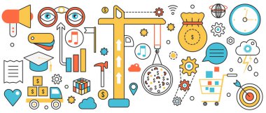Stock market research, abstract business progress and target analysis, development
