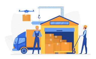 Automated inventory movement into warehouse storage clipart