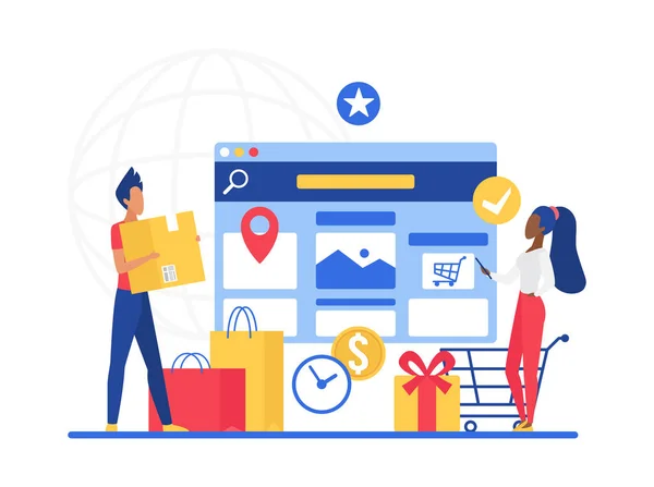 Digitaal elektronisch retail e-commerce shopping platform — Stockvector