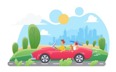 Long distance family car travelling vacation