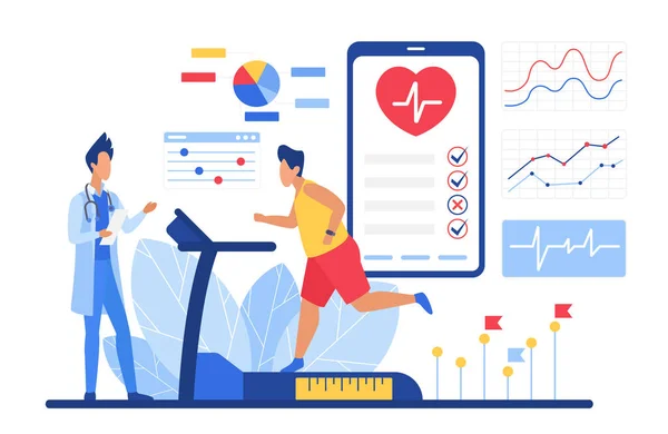 Heartbeat tracking app during cardio exercising — Wektor stockowy