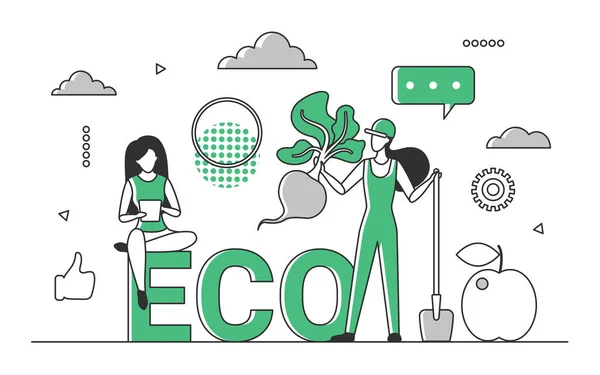 Natuurlijke eco-voedsellandbouw en -productie — Stockvector