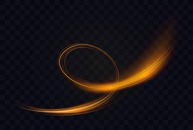 Altın parlak kıvrımlı şekil, soyut ışık efekti