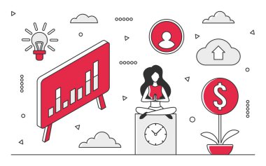 Mali analiz raporu. Tek renk vektör resimlemesini analiz eden muhasebe ve veri analizi