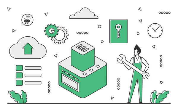 Systemadministrationsserver Hosting Datacenter Database Sikkerhedsnetværk Vektor Monocolor Illustration – Stock-vektor